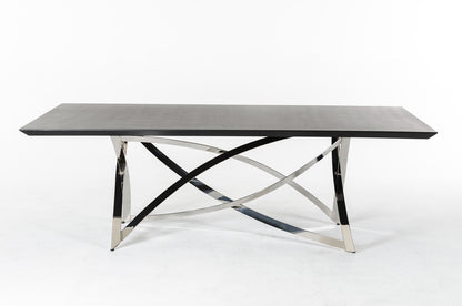 Wenge Veneer And Stainless Steel Dining Table