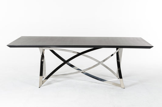 Wenge Veneer And Stainless Steel Dining Table