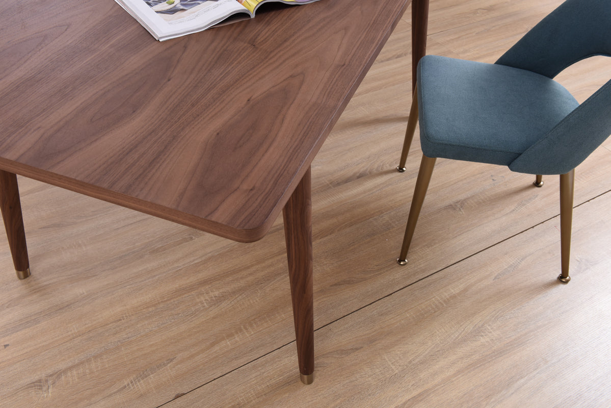 Walnut Veneer And Antique Brass Dining Table