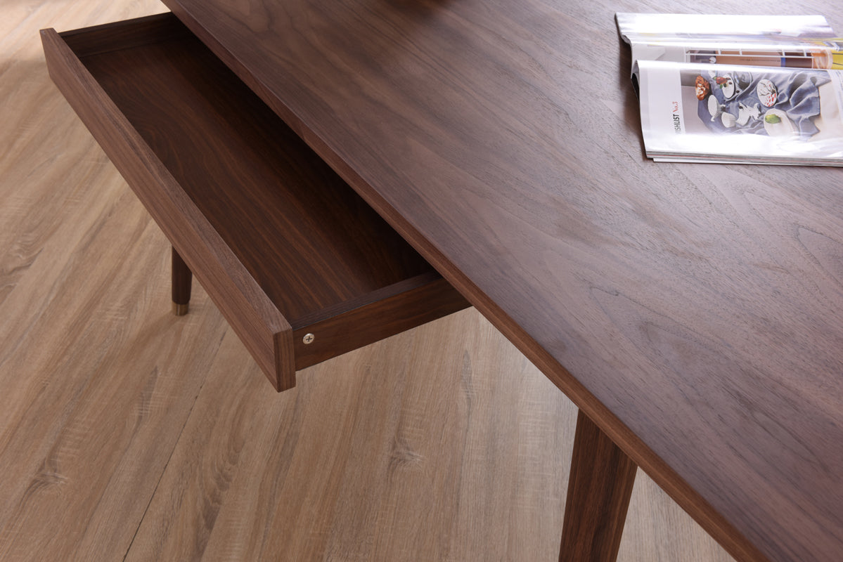 Walnut Veneer And Antique Brass Dining Table