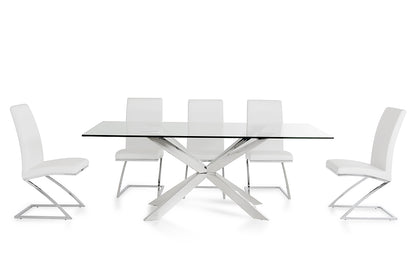 Stainless Steel And Clear Glass Dining Table
