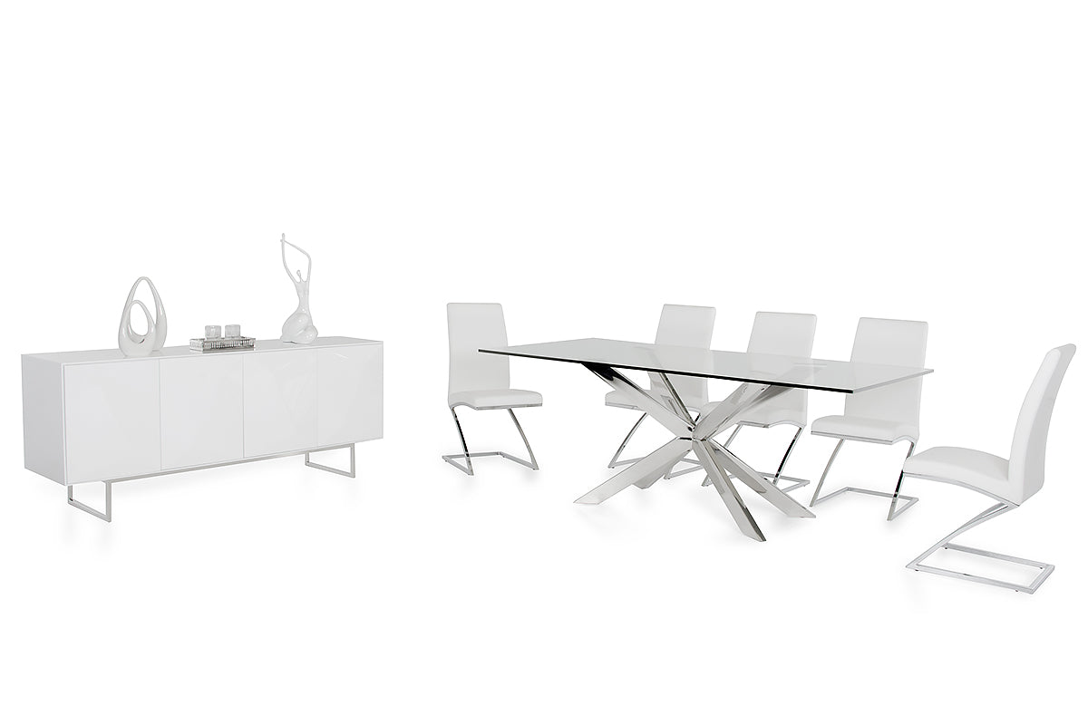 Stainless Steel And Clear Glass Dining Table