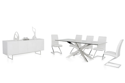 Stainless Steel And Clear Glass Dining Table