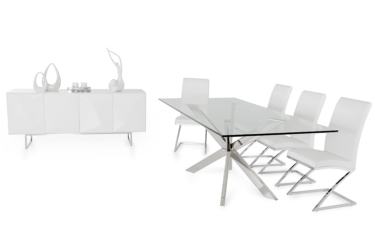Stainless Steel And Clear Glass Dining Table