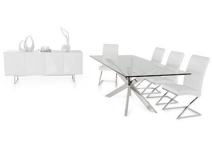 Stainless Steel And Clear Glass Dining Table