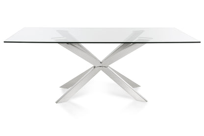 Stainless Steel And Clear Glass Dining Table