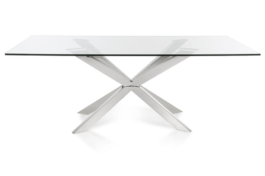 Stainless Steel And Clear Glass Dining Table