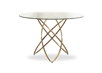 Rosegold Stainless Steel And Glass Dining Table