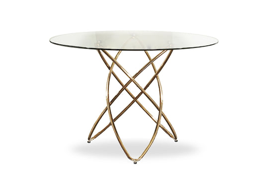 Rosegold Stainless Steel And Glass Dining Table