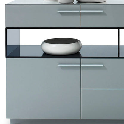 Grey High Gloss Glass Sideboard