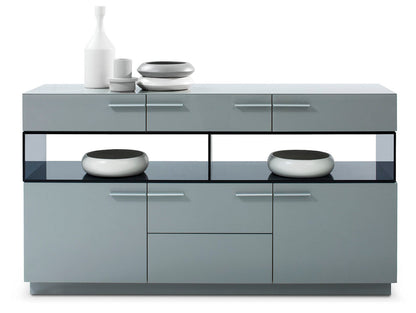 Grey High Gloss Glass Sideboard