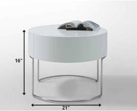 White Lacquer Round Nightstand