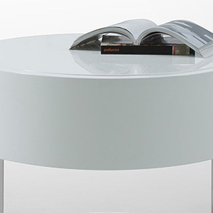 White Lacquer Round Nightstand