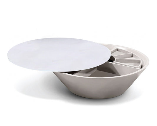 Grey Glass Coffee Table w/ A Swivel Compartment