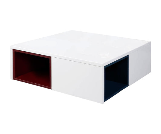 White Coffee Table w/ Colored Stools