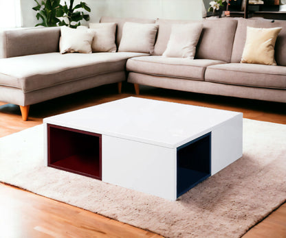 White Coffee Table w/ Colored Stools