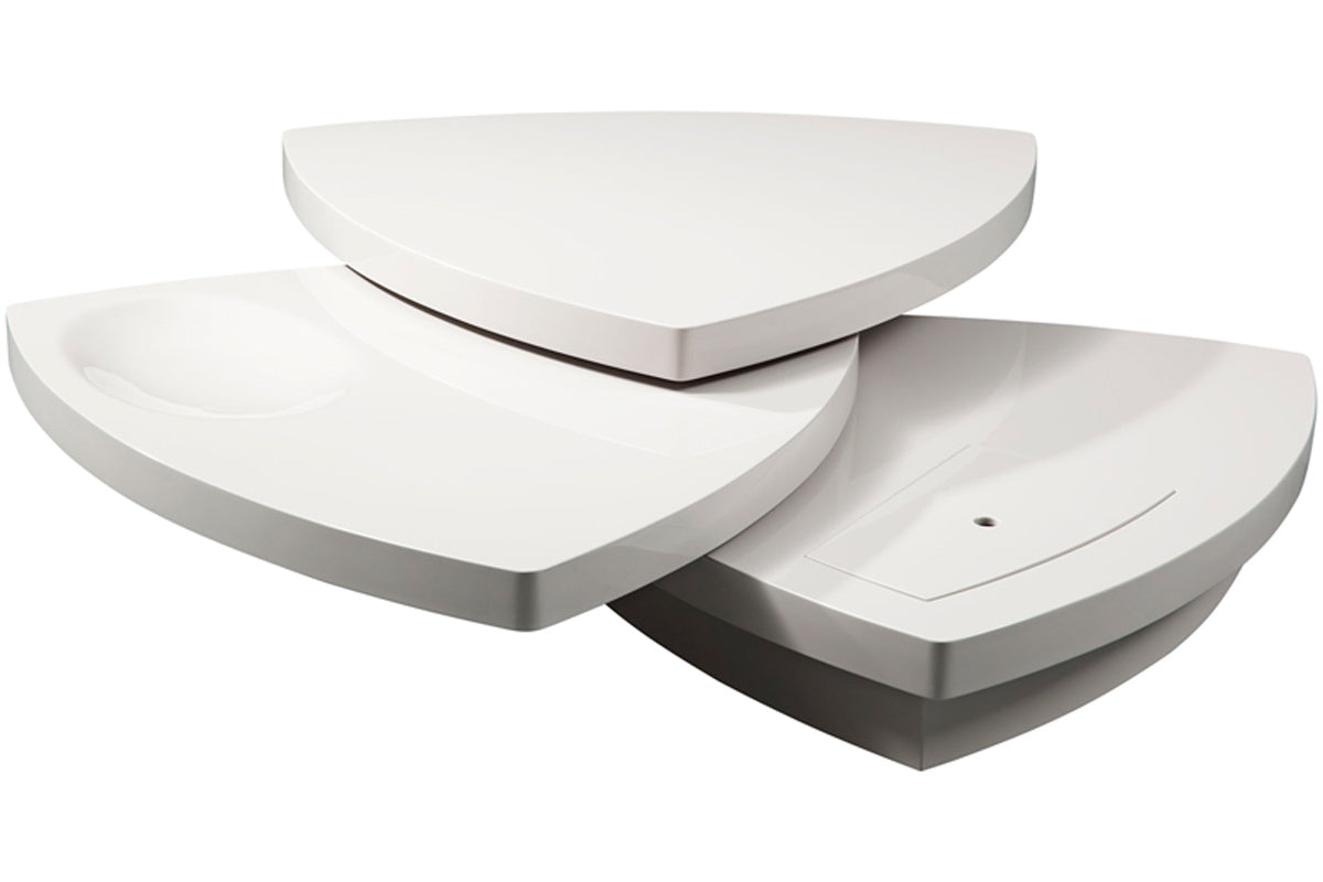 White Fiberglass Tiered Coffee Table