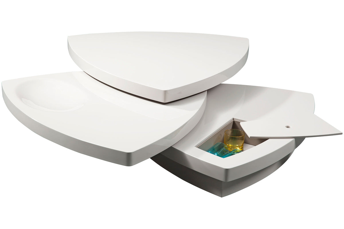White Fiberglass Tiered Coffee Table