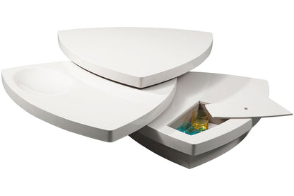 White Fiberglass Tiered Coffee Table