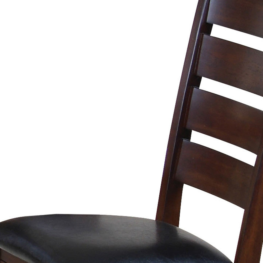 Black & Dark Brown Faux Leather Dining Chair - Set of 2