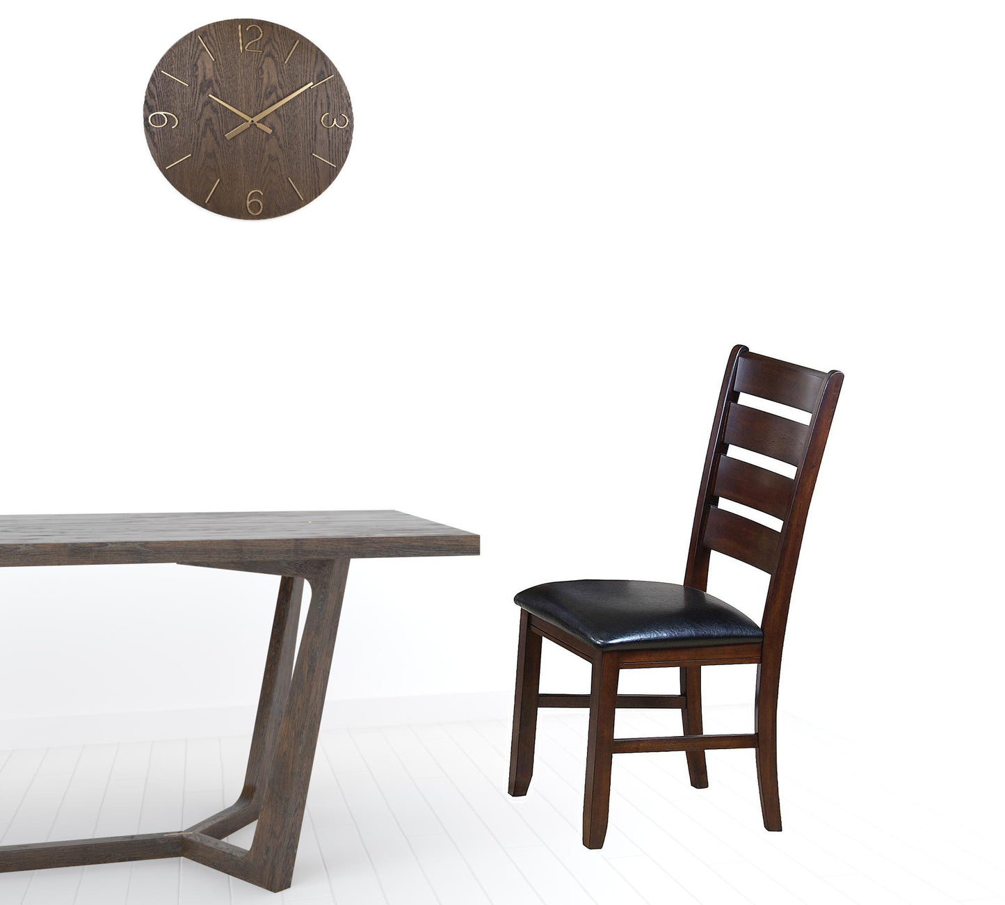 Black & Dark Brown Faux Leather Dining Chair - Set of 2