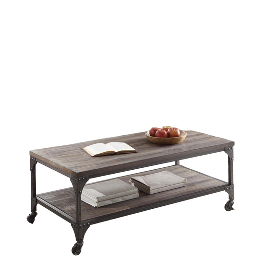 Weathered Oak & Antique Silver Coffee Table