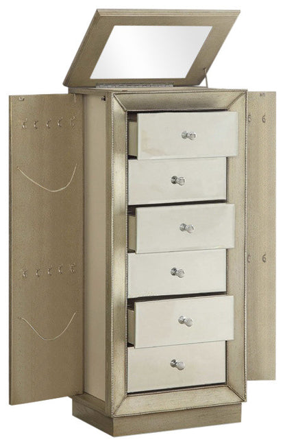 Antiqued Gold Six Drawer Jewelry Armoire