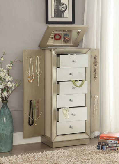 Antiqued Gold Six Drawer Jewelry Armoire