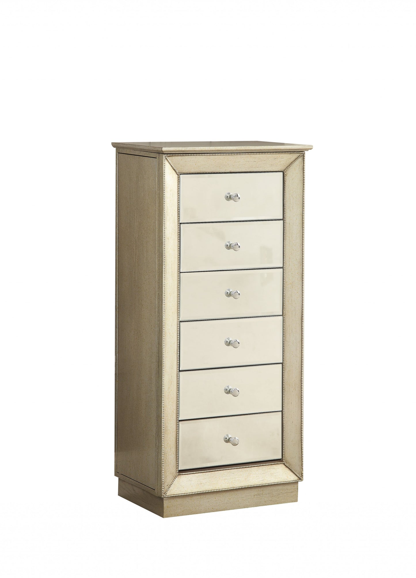 Antiqued Gold Six Drawer Jewelry Armoire