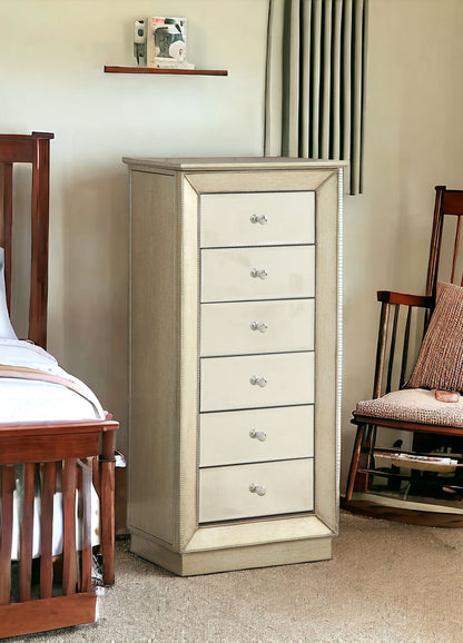 Antiqued Gold Six Drawer Jewelry Armoire