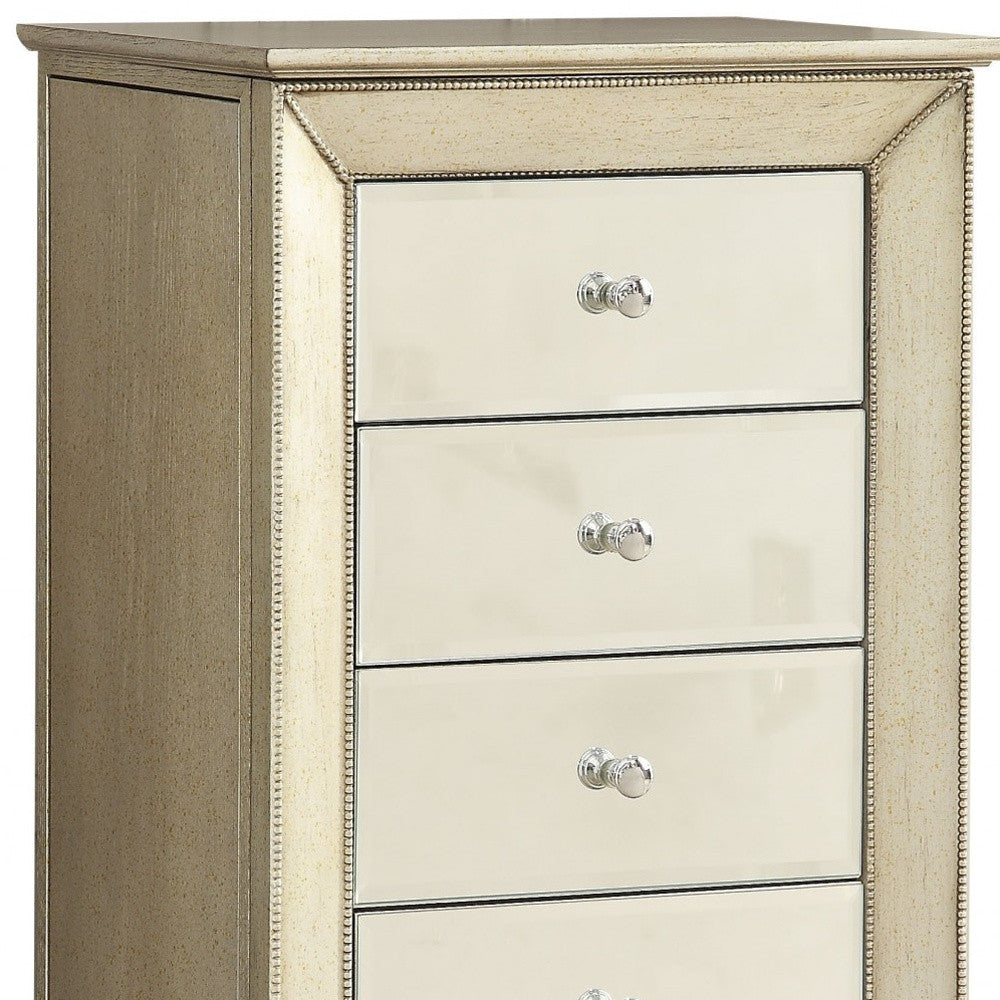 Antiqued Gold Six Drawer Jewelry Armoire