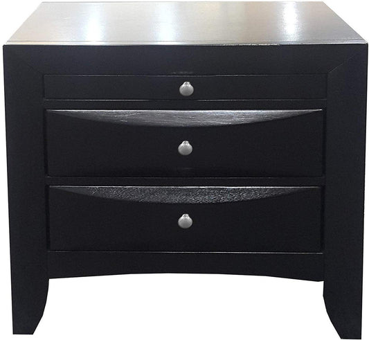 Black Three Drawer Nightstand