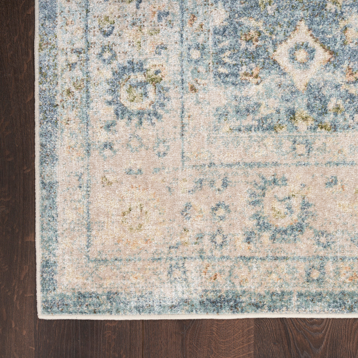 Nourison Astra Teal & Beige Pet Friendly Machine Washable Rug - Corner