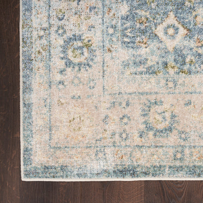 Nourison Astra Teal & Beige Pet Friendly Machine Washable Rug - Corner