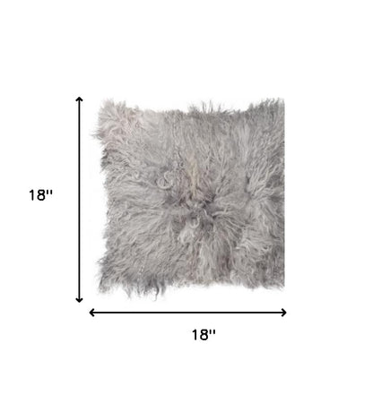 Gray Sheepskin Pillow