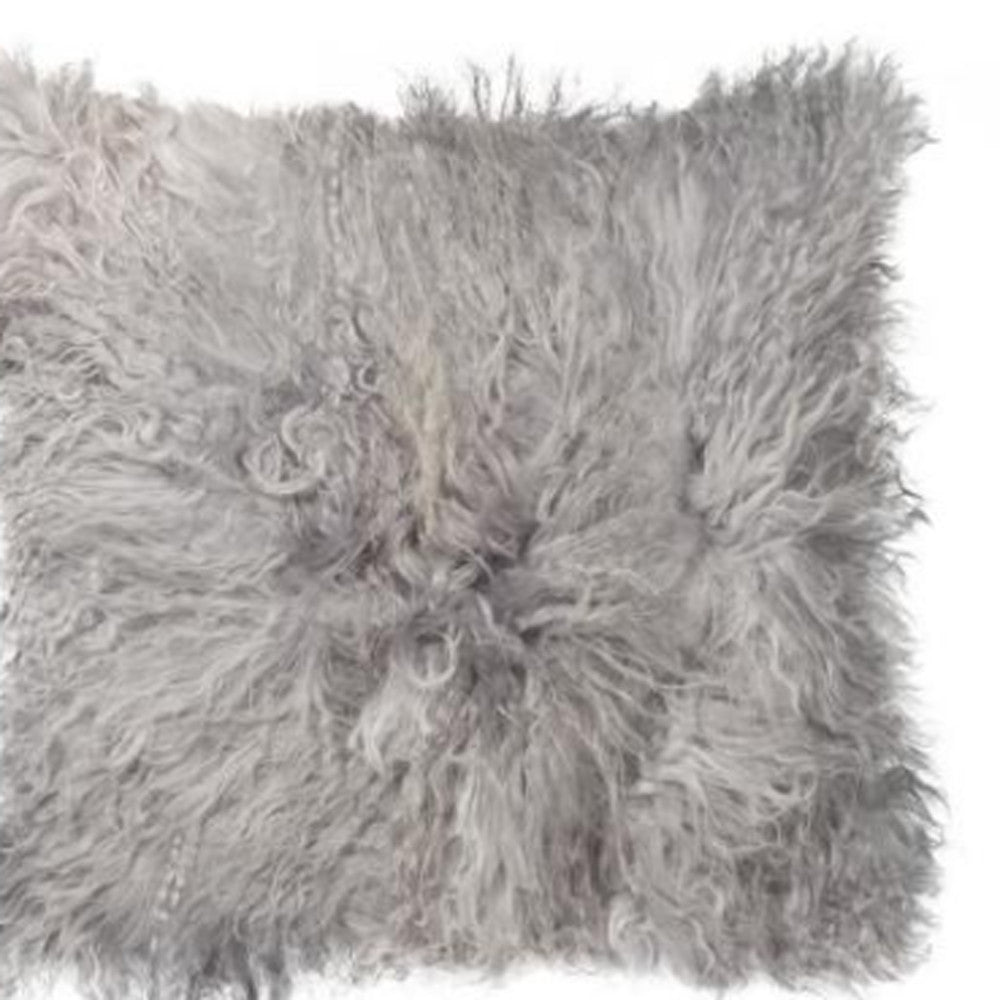 Gray Sheepskin Pillow