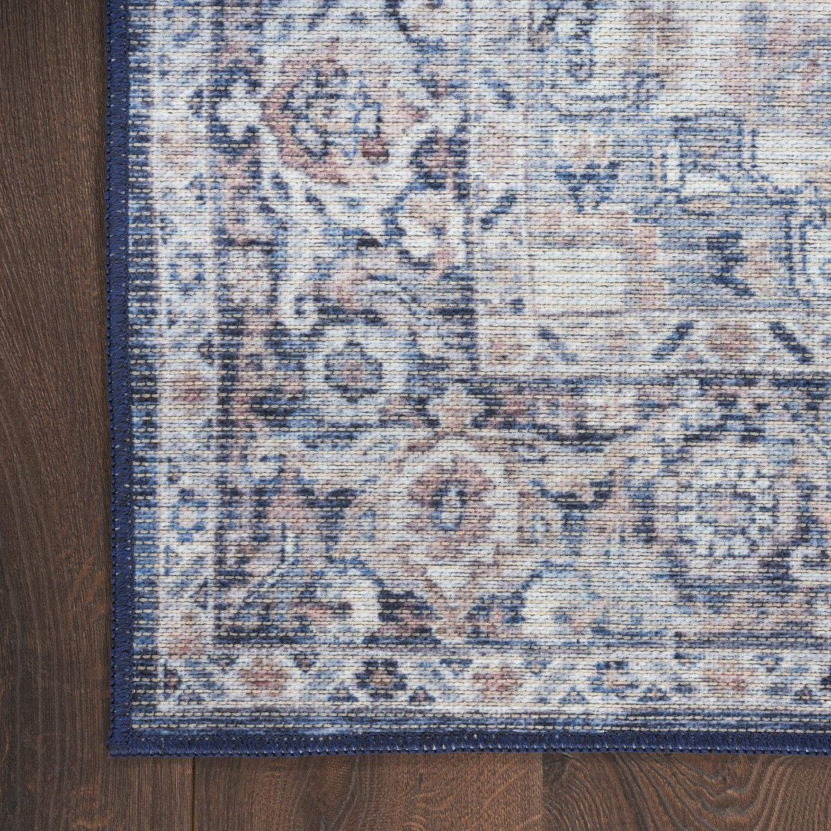 Nourison New Concept Ivory & Navy Machine Washable Rug - Corner