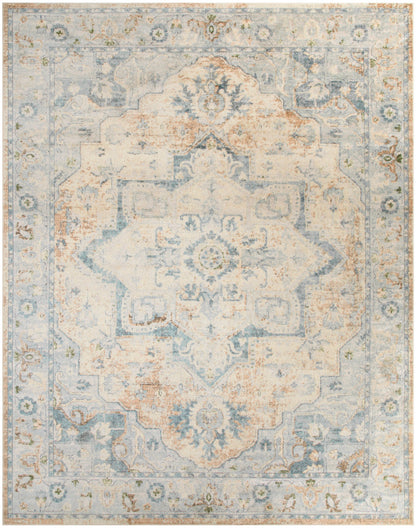 Nourison Astra Beige & Blue Pet Friendly Machine Washable Rug - 6'7" x 9'