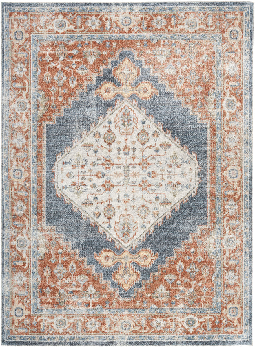 Nourison Astra Denim & Multicolor Pet Friendly Machine Washable Rug - 6'7" x 9'