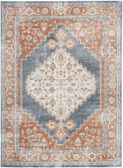 Nourison Astra Denim & Multicolor Pet Friendly Machine Washable Rug - 6'7" x 9'