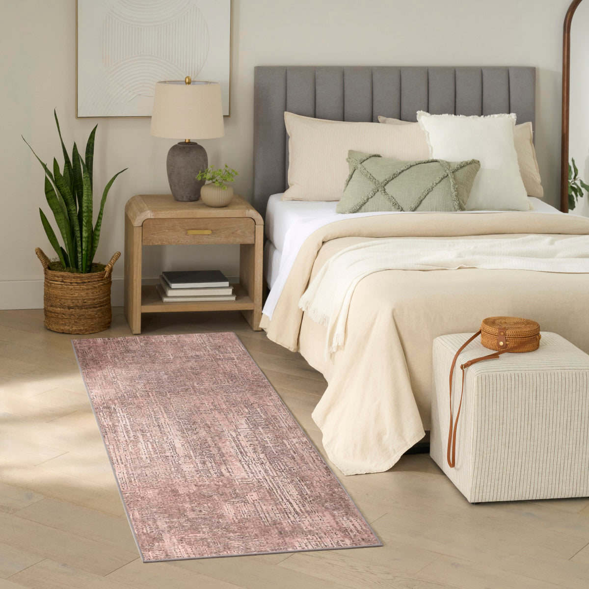 Nourison Botanical Taupe Machine Washable Rug - Room Scene