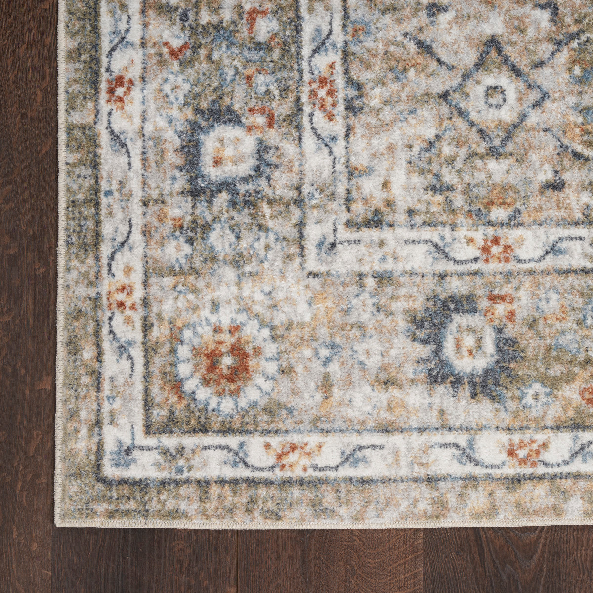 Nourison Astra Gold & Grey Pet Friendly Machine Washable Rug - Corner