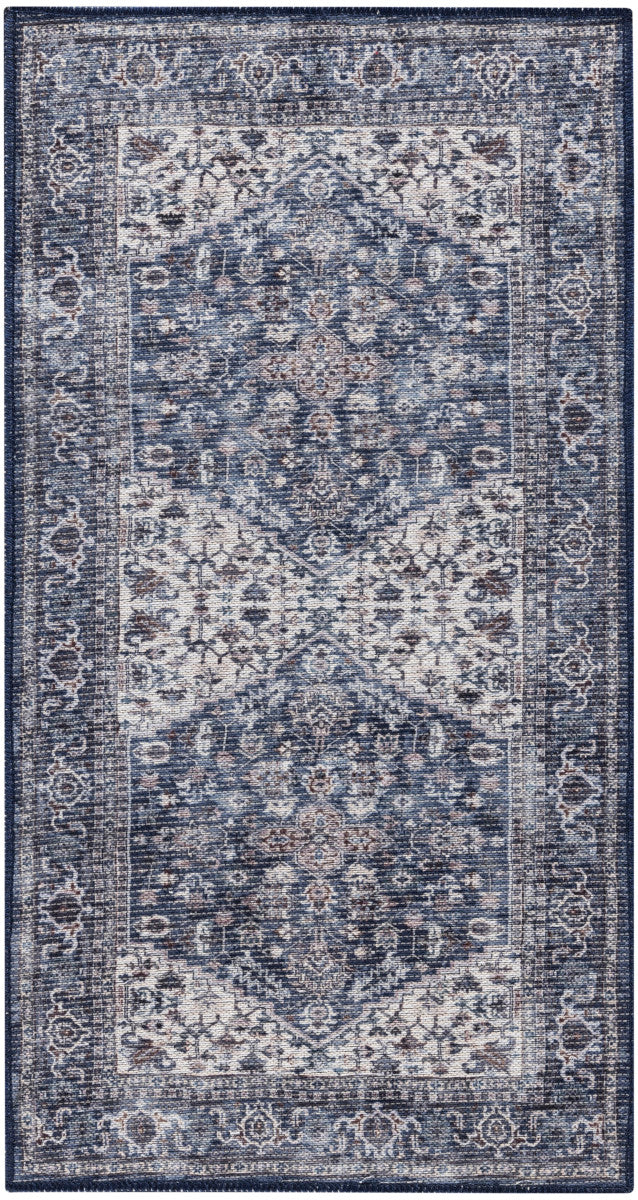 Nourison New Concept Navy & Ivory Machine Washable Rug - 3' x 5'
