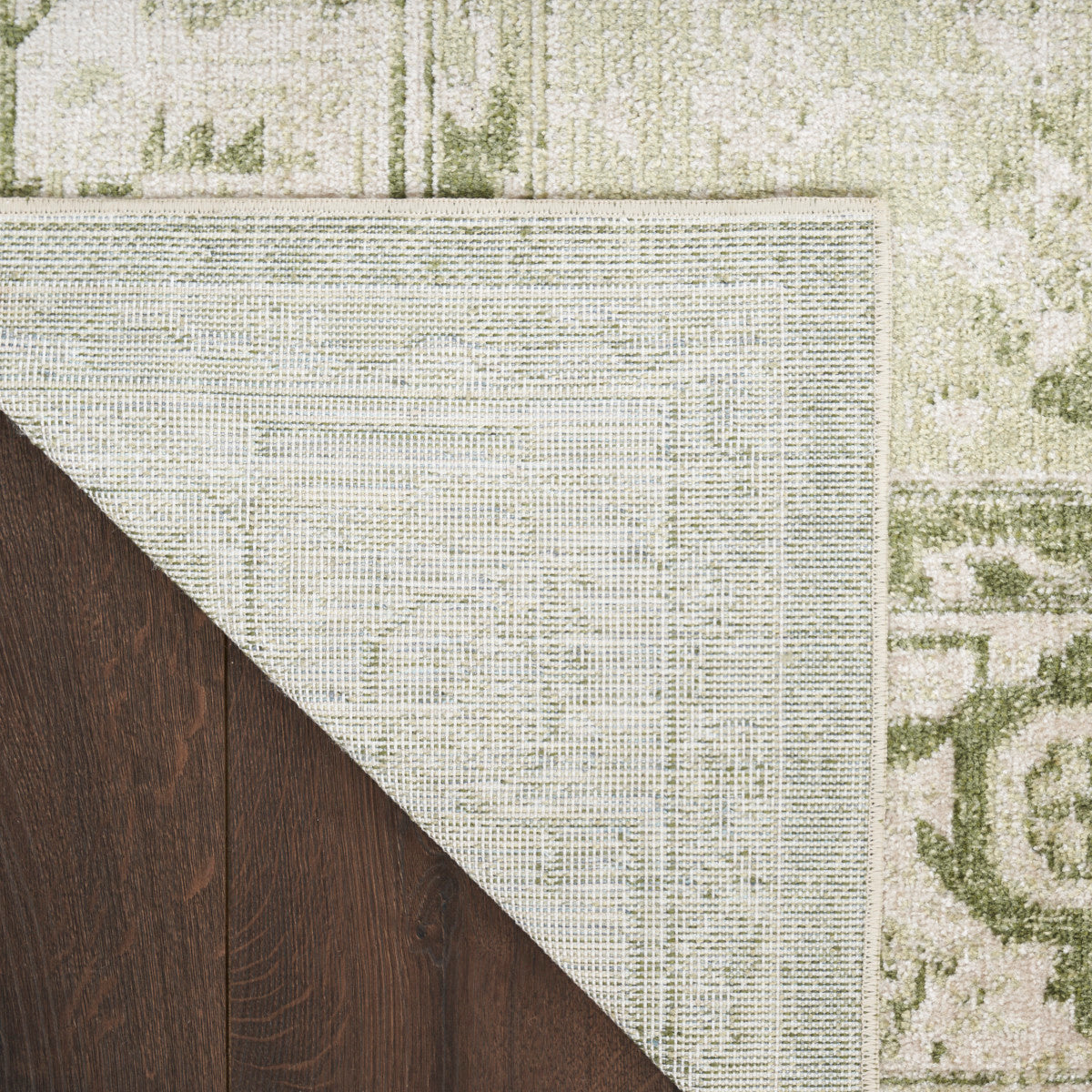 Nourison Astra Ivory & Green Pet Friendly Machine Washable Rug - Corner