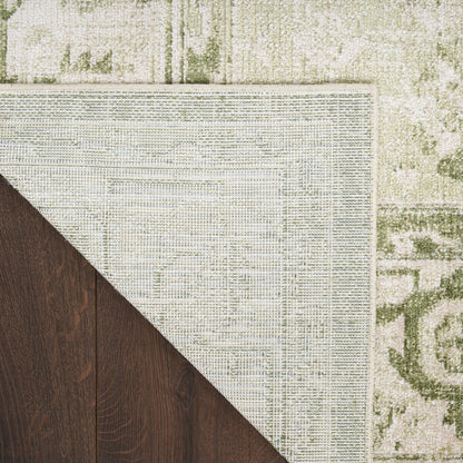 Nourison Astra Ivory & Green Pet Friendly Machine Washable Rug - Corner