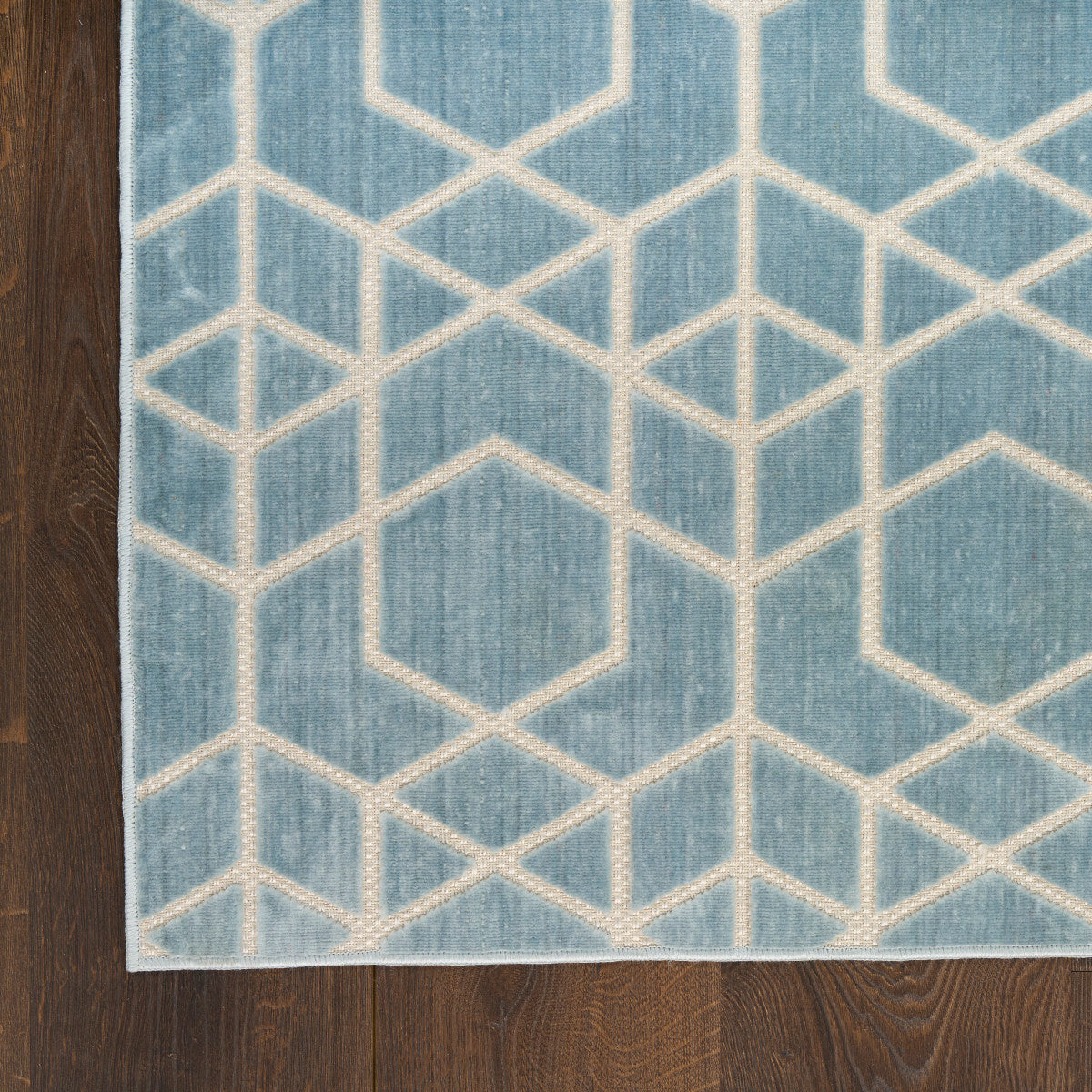 Nourison Charm Blue & Ivory Pet Friendly Machine Washable Rug - Corner