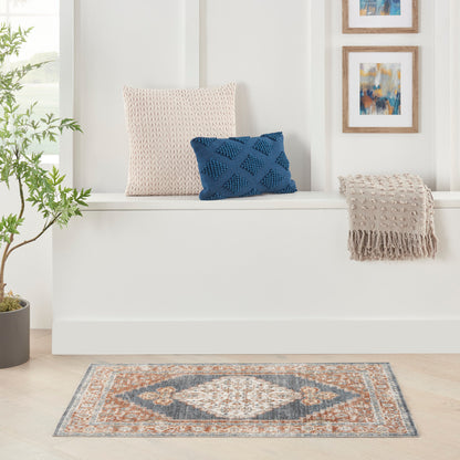 Nourison Astra Denim & Multicolor Pet Friendly Machine Washable Rug - Room Scene