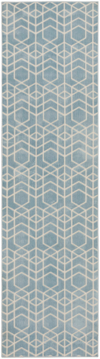 Nourison Charm Blue & Ivory Pet Friendly Machine Washable Rug - 2'2" x 8'