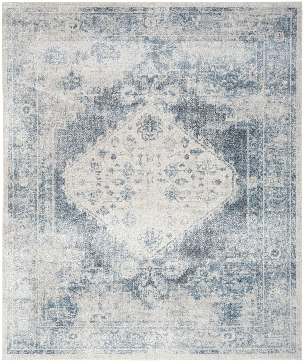 Nourison Astra Blue & Ivory Pet Friendly Machine Washable Rug - 12' x 15'