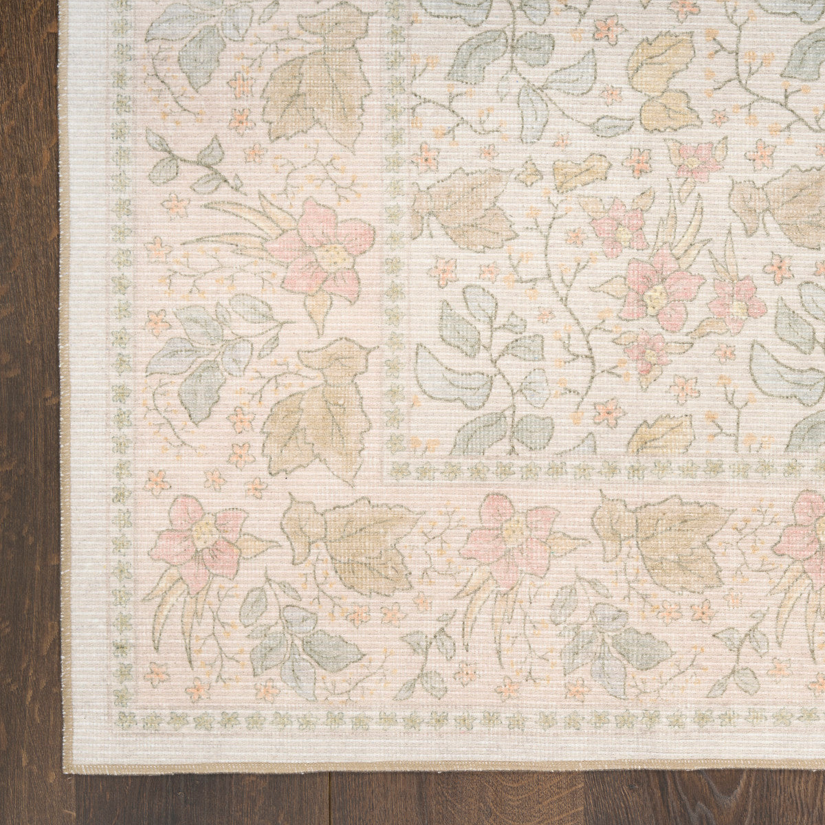 Nourison Botanical Beige & Multicolor Machine Washable Rug - Corner